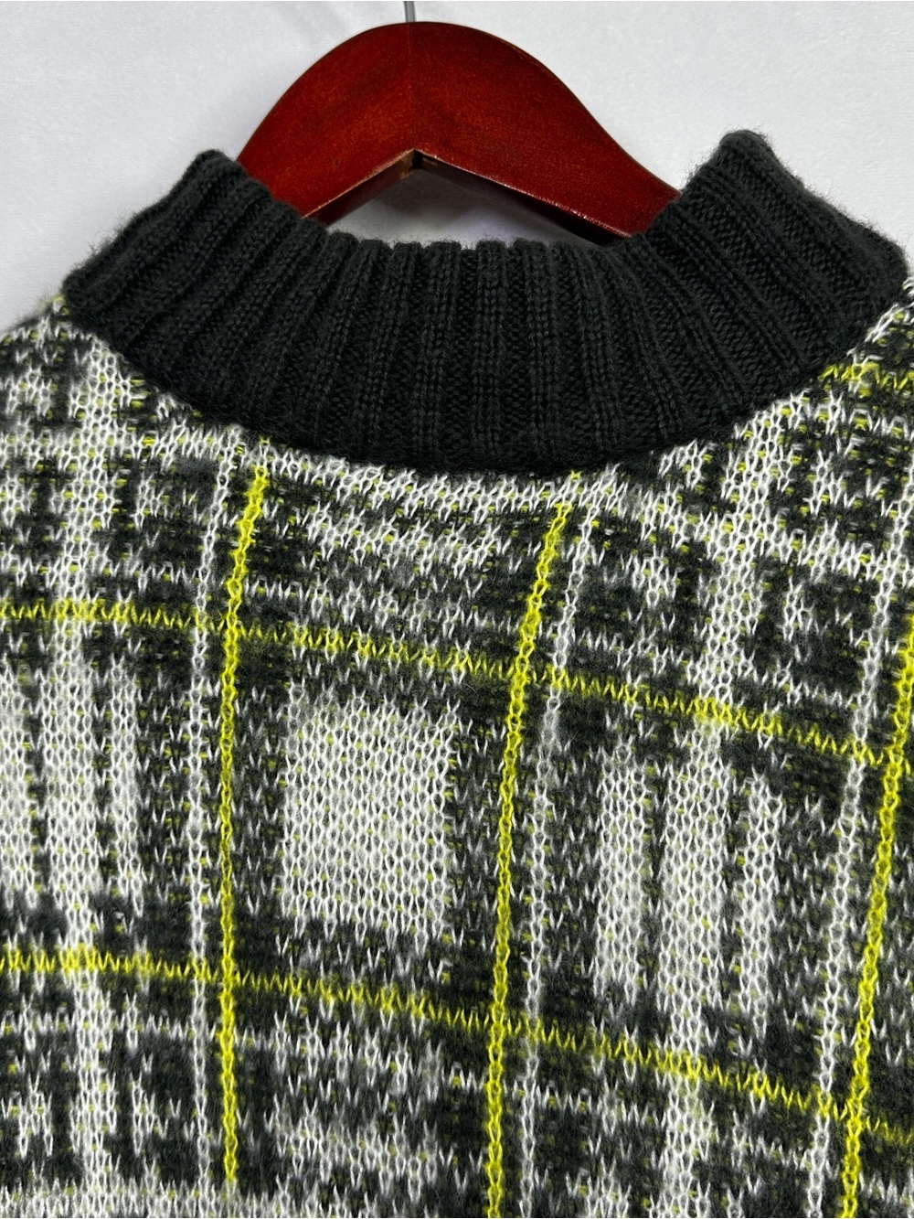Nine West Plaid Sweater Womens Cropped Long Sleeve Preppy Yellow Medium Striped - Picture 5 of 10
